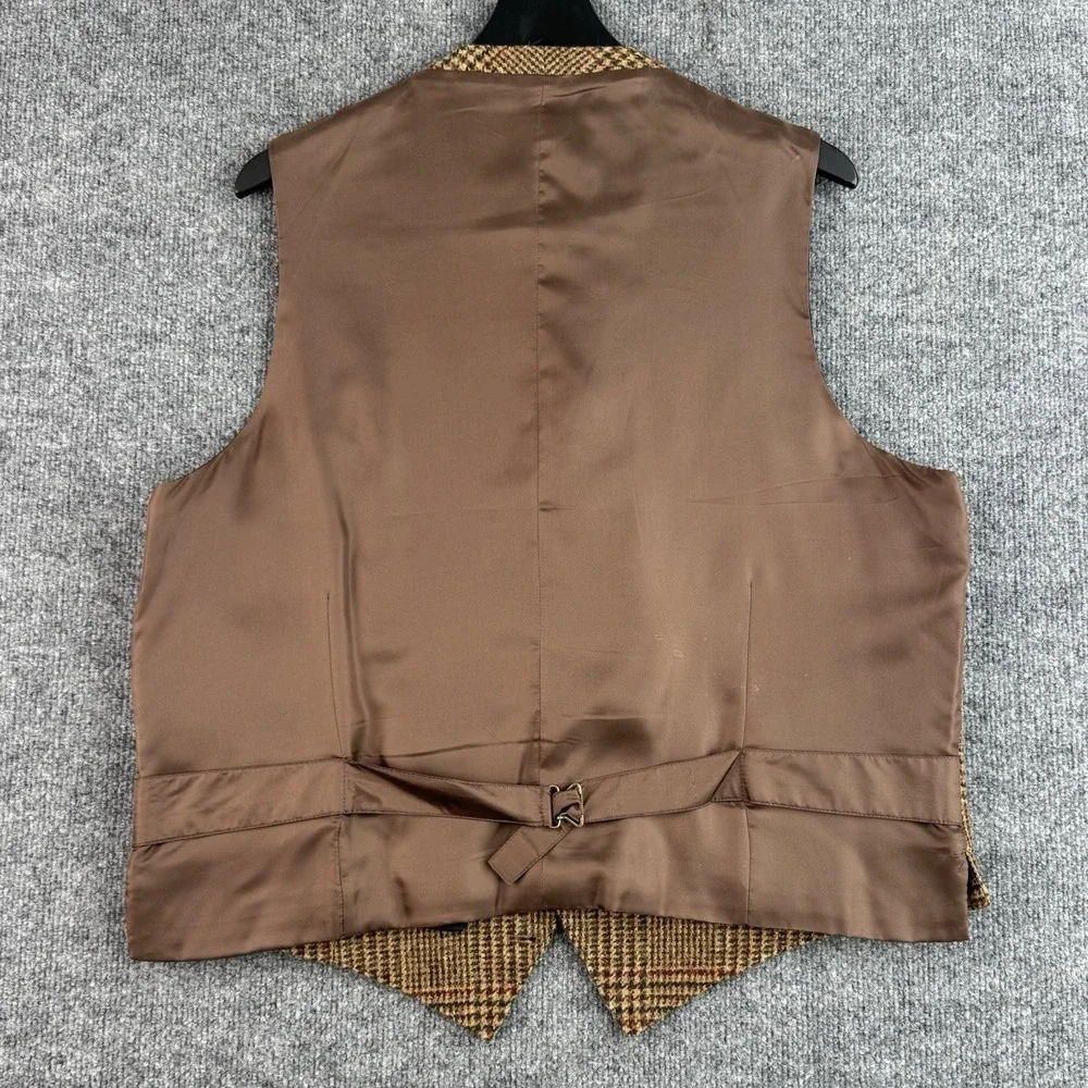 J. Crew Tweed Vest Men's XL Brown Houndstooth Moon British Quality 4 Pocket